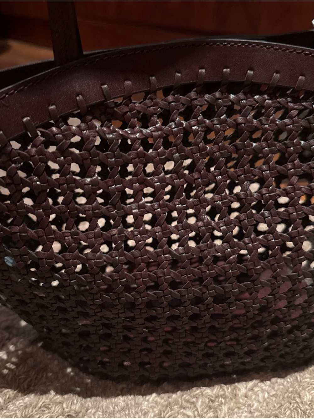 Madewell Dark Brown Woven Leather Tote - Picture 7 of 7